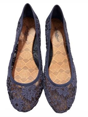 Lucky Brand Navy Lace Ballet Flats - Women's Comfortable Slip-Ons Sz 9